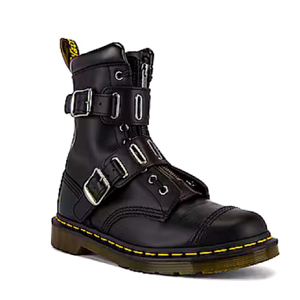 DR. MARTENS Black Leather 1490 Quynn Buckled Boot